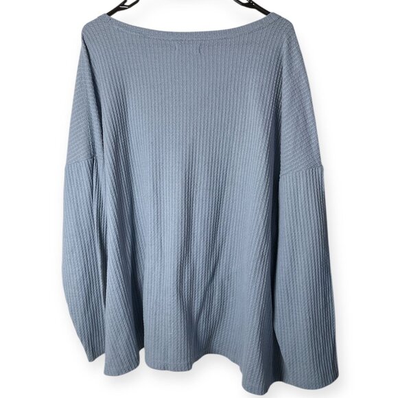 24/7 Light Blue Thermal Knit Sweater w/ Front Twist Knot – Size 3X - Picture 2 of 2